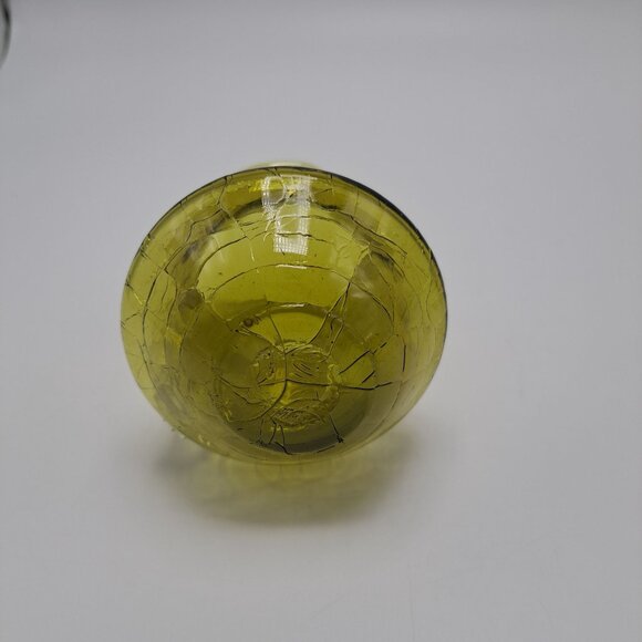 Pilgrim Green Crackle Glass Pitcher Clear Ribbed Applied Handle - Picture 9 of 9